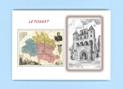 Cartes Postales impression Noir avec dpartement sur la ville de LE FOSSAT Titre : eglise