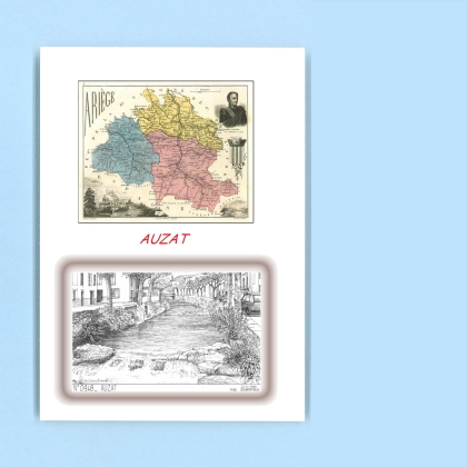 Cartes Postales impression Noir avec dpartement sur la ville de AUZAT Titre : vue
