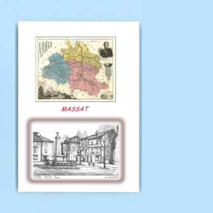 Cartes Postales impression Noir avec dpartement sur la ville de MASSAT Titre : place