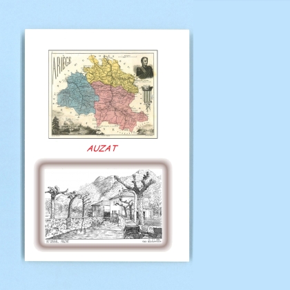 Cartes Postales impression Noir avec dpartement sur la ville de AUZAT Titre : vue