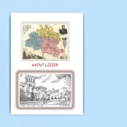 Cartes Postales impression Noir avec dpartement sur la ville de ST LIZIER Titre : cathedrale