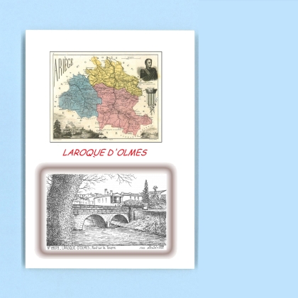 Cartes Postales impression Noir avec dpartement sur la ville de LAROQUE D OLMES Titre : pont sur le touyre