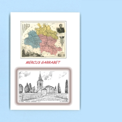 Cartes Postales impression Noir avec dpartement sur la ville de MERCUS GARRABET Titre : eglise