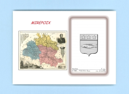 Cartes Postales impression Noir avec dpartement sur la ville de MIREPOIX Titre : blason