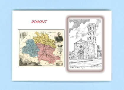Cartes Postales impression Noir avec dpartement sur la ville de RIMONT Titre : eglise