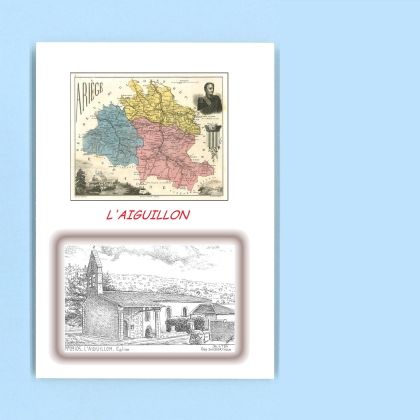 Cartes Postales impression Noir avec dpartement sur la ville de L AIGUILLON Titre : eglise