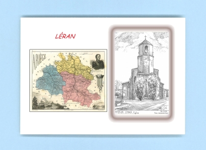 Cartes Postales impression Noir avec dpartement sur la ville de LERAN Titre : eglise