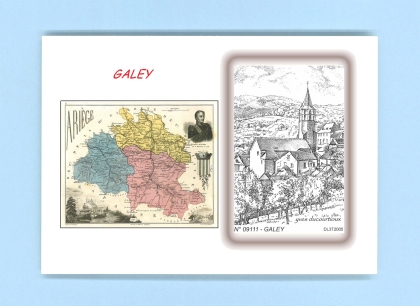 Cartes Postales impression Noir avec dpartement sur la ville de GALEY Titre : vue