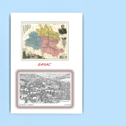 Cartes Postales impression Noir avec dpartement sur la ville de GANAC Titre : vue