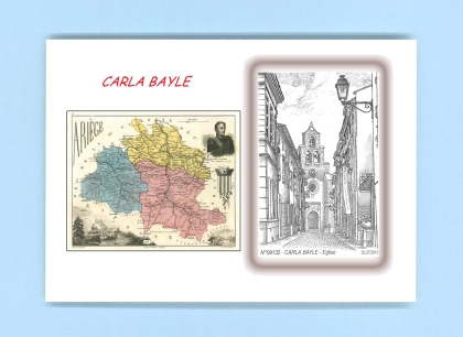 Cartes Postales impression Noir avec dpartement sur la ville de CARLA BAYLE Titre : eglise
