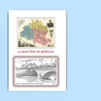 Cartes Postales impression Noir avec dpartement sur la ville de LA BASTIDE DE BESPLAS Titre : pont et chapelle