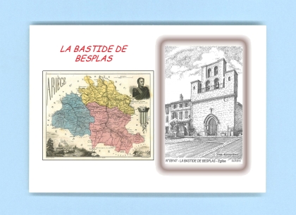 Cartes Postales impression Noir avec dpartement sur la ville de LA BASTIDE DE BESPLAS Titre : eglise