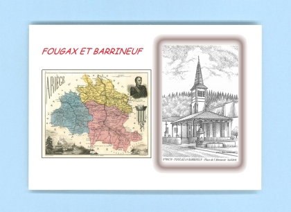 Cartes Postales impression Noir avec dpartement sur la ville de FOUGAX ET BARRINEUF Titre : place de l abreuvoir
