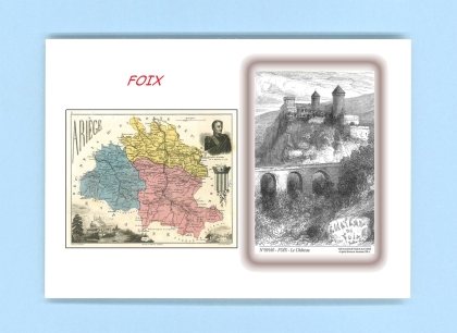 Cartes Postales impression Noir avec dpartement sur la ville de FOIX Titre : le chateau