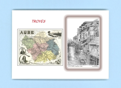 Cartes Postales impression Noir avec dpartement sur la ville de TROYES Titre : ru du pont aux cailles