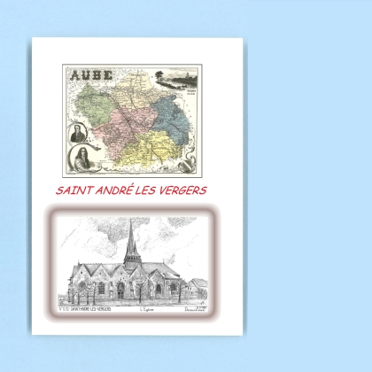 Cartes Postales impression Noir avec dpartement sur la ville de ST ANDRE LES VERGERS Titre : l eglise