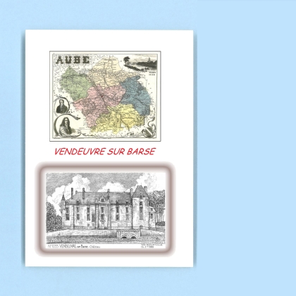 Cartes Postales impression Noir avec dpartement sur la ville de VENDEUVRE SUR BARSE Titre : chateau