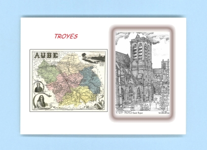 Cartes Postales impression Noir avec dpartement sur la ville de TROYES Titre : st nizier