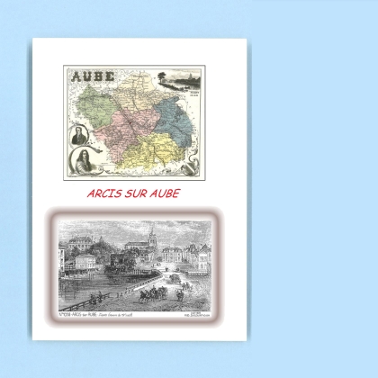 Cartes Postales impression Noir avec dpartement sur la ville de ARCIS SUR AUBE Titre : vue