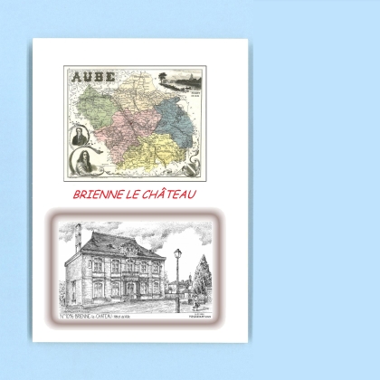Cartes Postales impression Noir avec dpartement sur la ville de BRIENNE LE CHATEAU Titre : hotel de ville