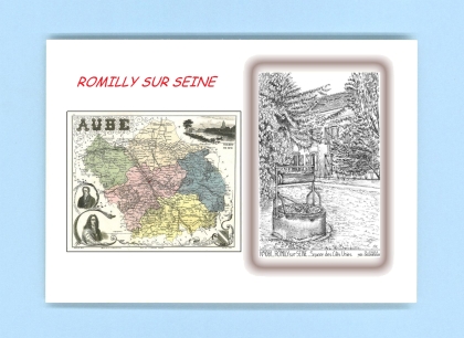 Cartes Postales impression Noir avec dpartement sur la ville de ROMILLY SUR SEINE Titre : square des cites unies