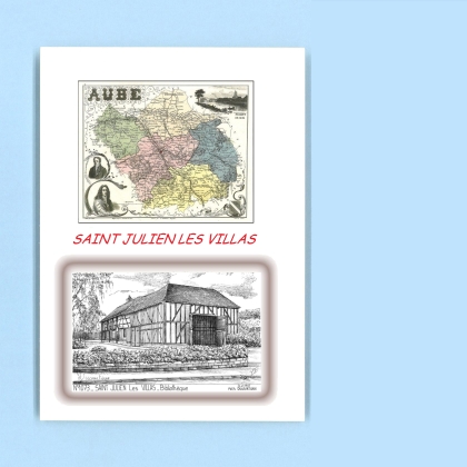 Cartes Postales impression Noir avec dpartement sur la ville de ST JULIEN LES VILLAS Titre : bibliotheque
