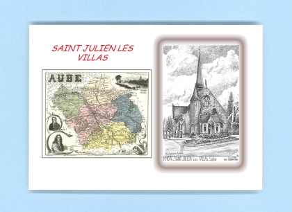 Cartes Postales impression Noir avec dpartement sur la ville de ST JULIEN LES VILLAS Titre : eglise