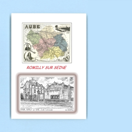 Cartes Postales impression Noir avec dpartement sur la ville de ROMILLY SUR SEINE Titre : ecole communale