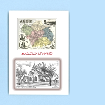 Cartes Postales impression Noir avec dpartement sur la ville de MARCILLY LE HAYER Titre : eglise