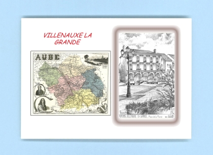 Cartes Postales impression Noir avec dpartement sur la ville de VILLENAUXE LA GRANDE Titre : place de la mairie