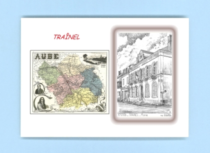 Cartes Postales impression Noir avec dpartement sur la ville de TRAINEL Titre : ancienne mairie