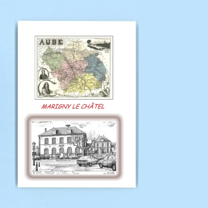 Cartes Postales impression Noir avec dpartement sur la ville de MARIGNY LE CHATEL Titre : mairie