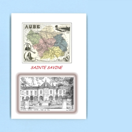 Cartes Postales impression Noir avec dpartement sur la ville de STE SAVINE Titre : hotel de ville
