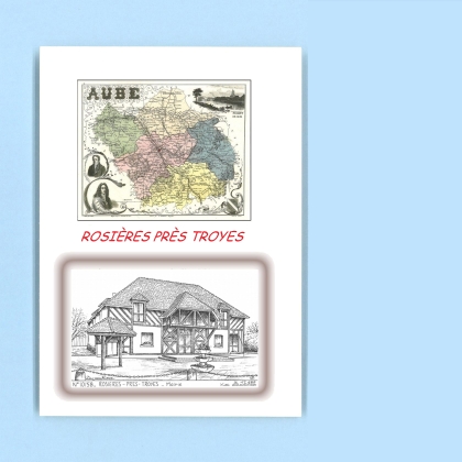 Cartes Postales impression Noir avec dpartement sur la ville de ROSIERES PRES TROYES Titre : mairie