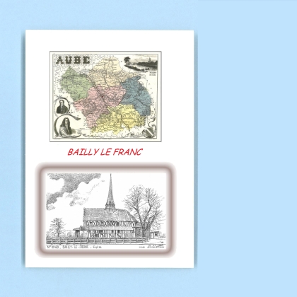 Cartes Postales impression Noir avec dpartement sur la ville de BAILLY LE FRANC Titre : eglise
