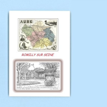 Cartes Postales impression Noir avec dpartement sur la ville de ROMILLY SUR SEINE Titre : square des cites unies