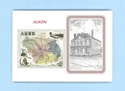 Cartes Postales impression Noir avec dpartement sur la ville de AUXON Titre : mairie