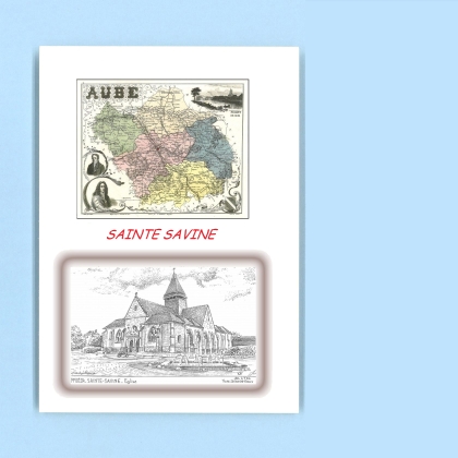 Cartes Postales impression Noir avec dpartement sur la ville de STE SAVINE Titre : eglise