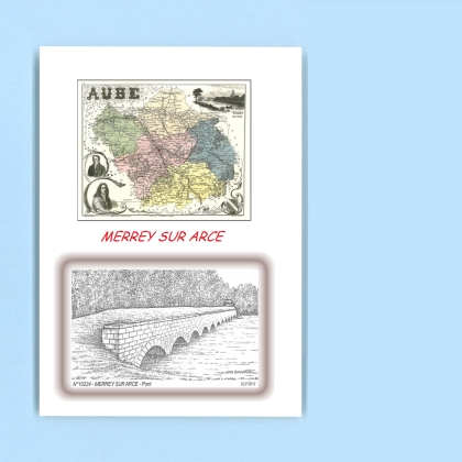Cartes Postales impression Noir avec dpartement sur la ville de MERREY SUR ARCE Titre : pont