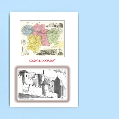 Cartes Postales impression Noir avec dpartement sur la ville de CARCASSONNE Titre : remparts