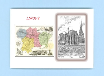 Cartes Postales impression Noir avec dpartement sur la ville de LIMOUX Titre : l eglise