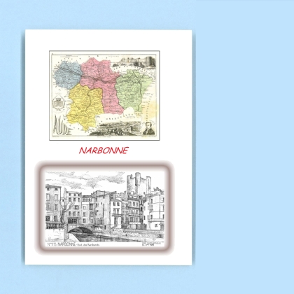 Cartes Postales impression Noir avec dpartement sur la ville de NARBONNE Titre : pont des marchands