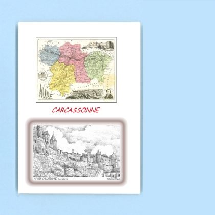Cartes Postales impression Noir avec dpartement sur la ville de CARCASSONNE Titre : remparts