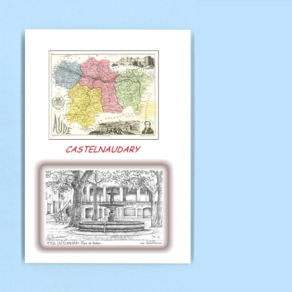 Cartes Postales impression Noir avec dpartement sur la ville de CASTELNAUDARY Titre : place de verdun