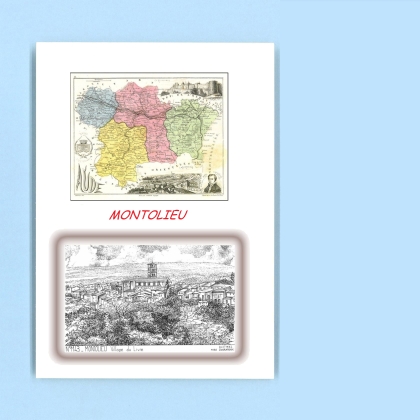 Cartes Postales impression Noir avec dpartement sur la ville de MONTOLIEU Titre : village du livre