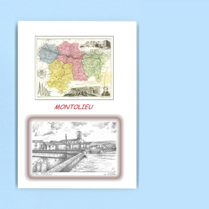 Cartes Postales impression Noir avec dpartement sur la ville de MONTOLIEU Titre : pont