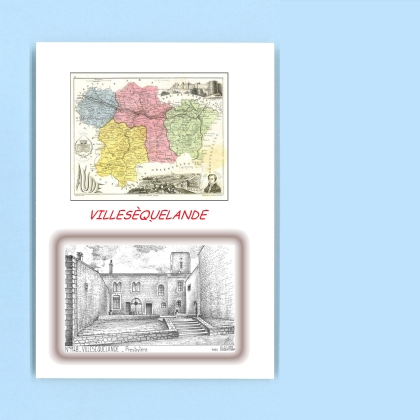 Cartes Postales impression Noir avec dpartement sur la ville de VILLESEQUELANDE Titre : presbytere