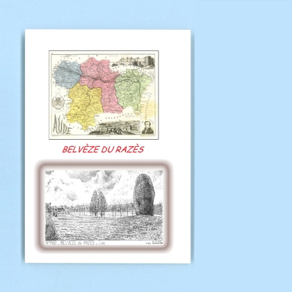 Cartes Postales impression Noir avec dpartement sur la ville de BELVEZE DU RAZES Titre : lac
