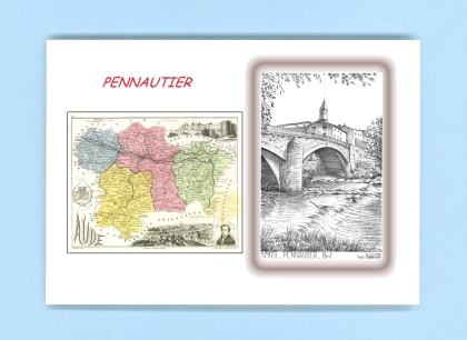 Cartes Postales impression Noir avec dpartement sur la ville de PENNAUTIER Titre : pont