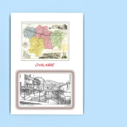 Cartes Postales impression Noir avec dpartement sur la ville de CHALABRE Titre : vue
